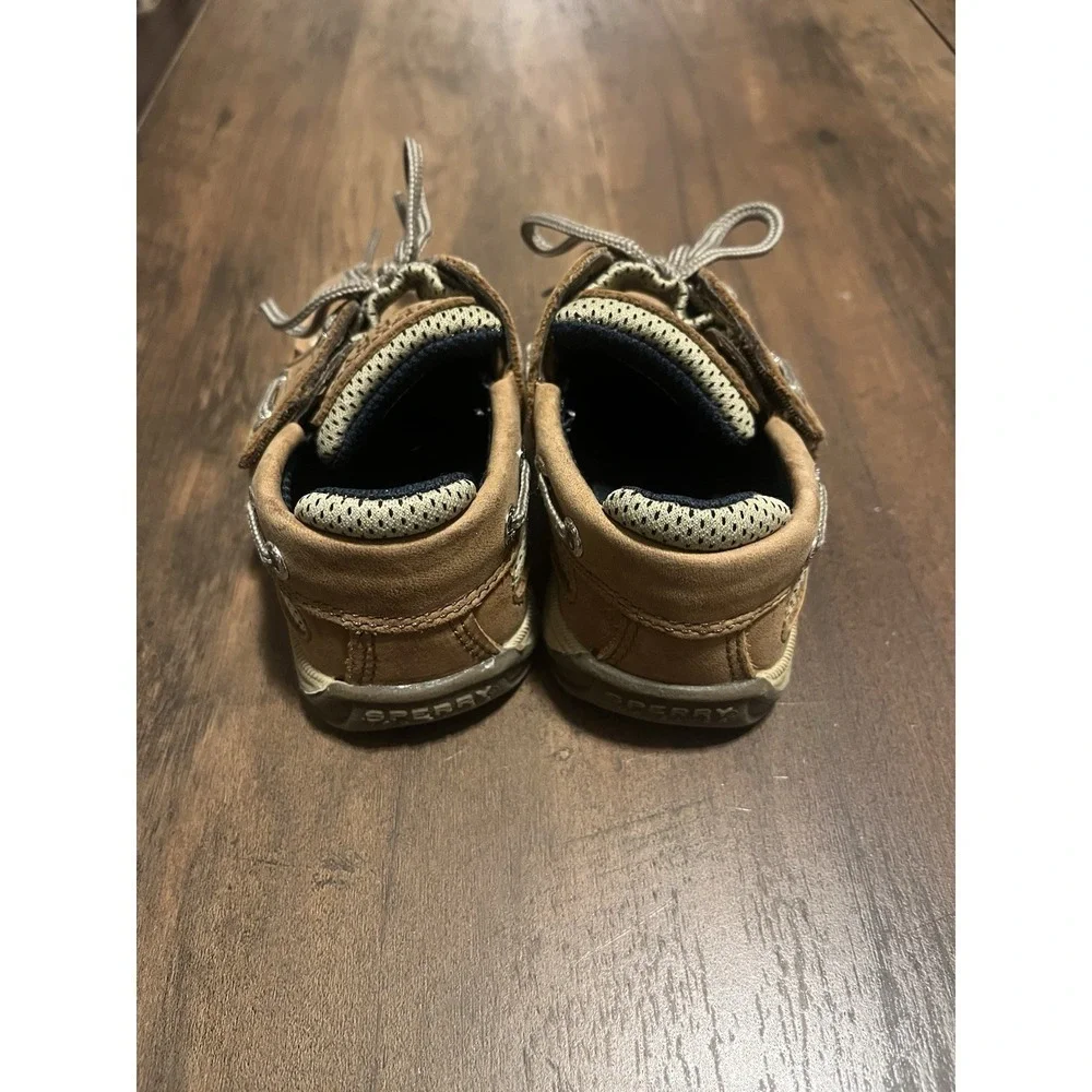 Sperry Kids Lanyard Boat Shoes Size 5M Brown Leather Nautical Casual Deck Shoes